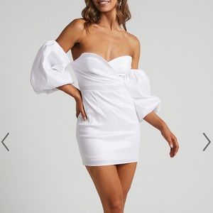 NWT ShowPo Kaylene Mini Dress - Off Shoulder Puff Sleeve Dress in White